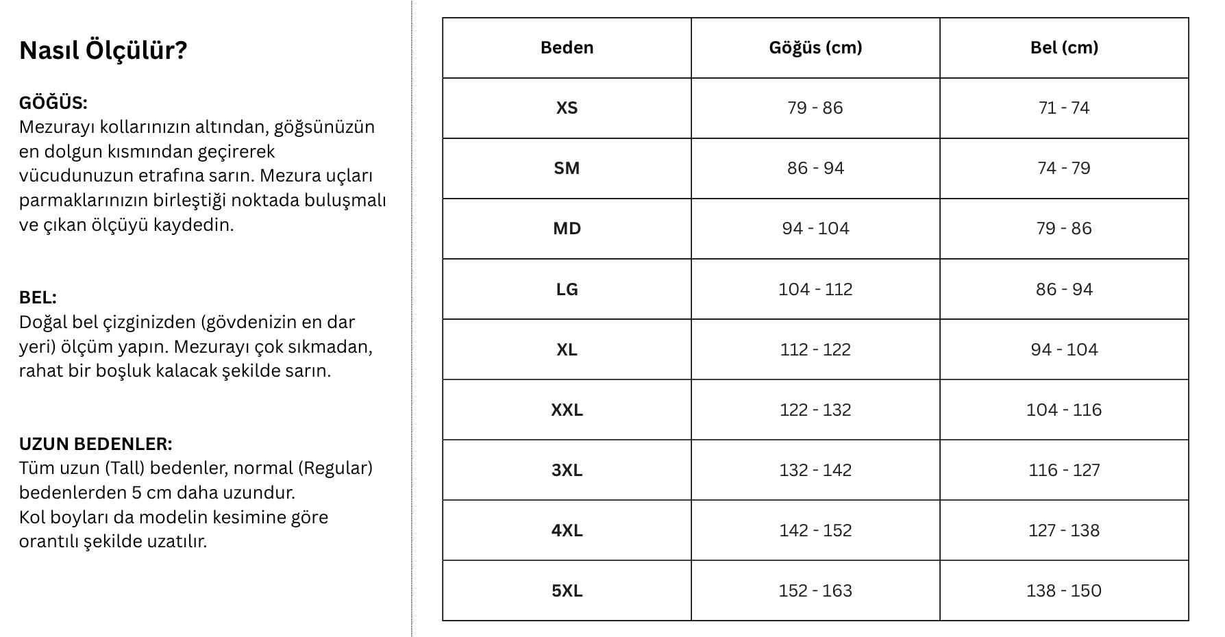 Beden Tablosu
