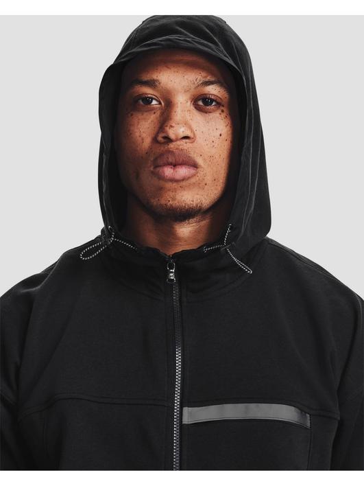 Siyah Erkek UA Rival Terry AMP Tam Boy Fermuarlı Kapüşonlu Üst