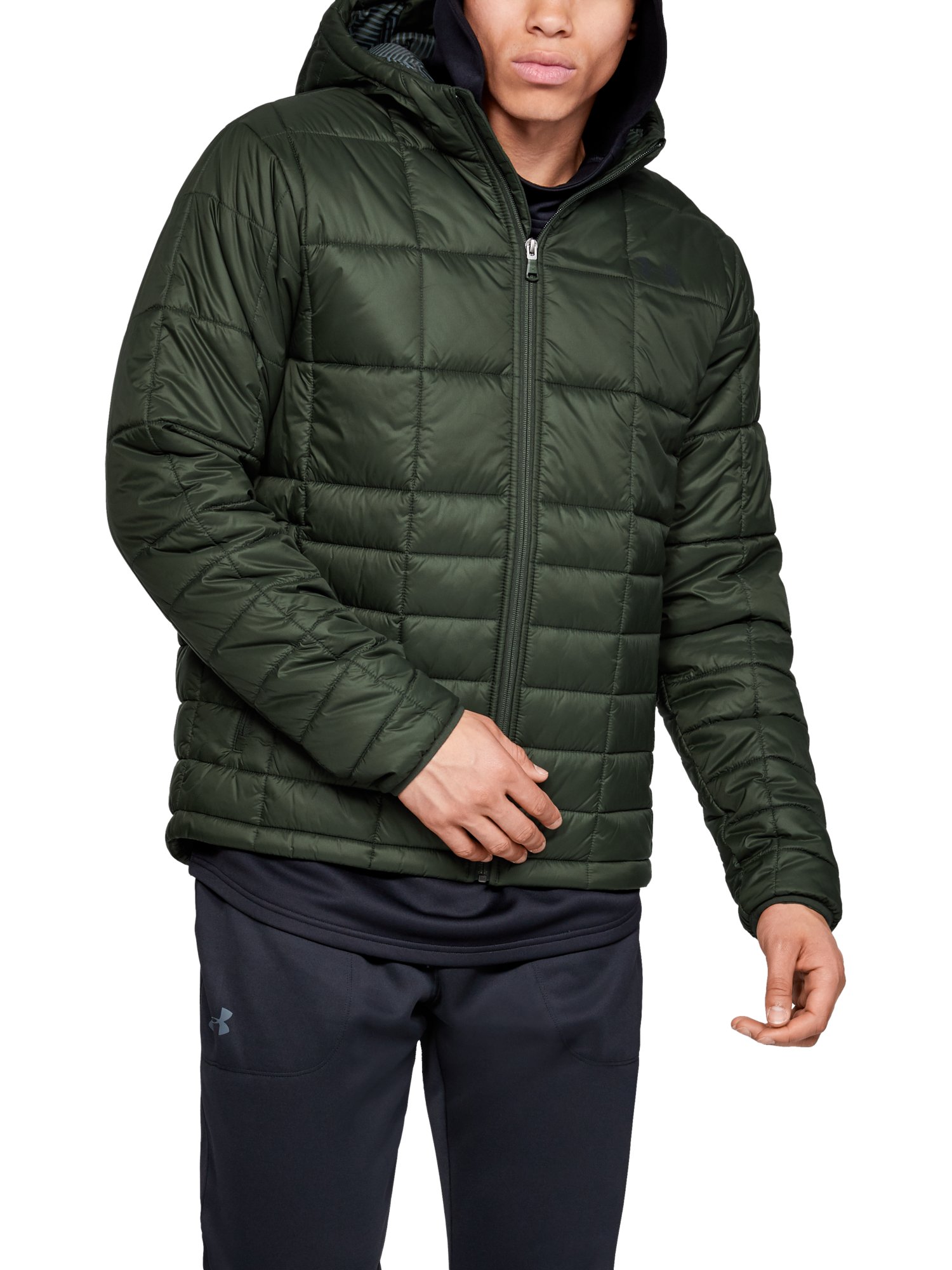 Erkek UA Armour Insulated Kapüşonlu Mont Yeşil