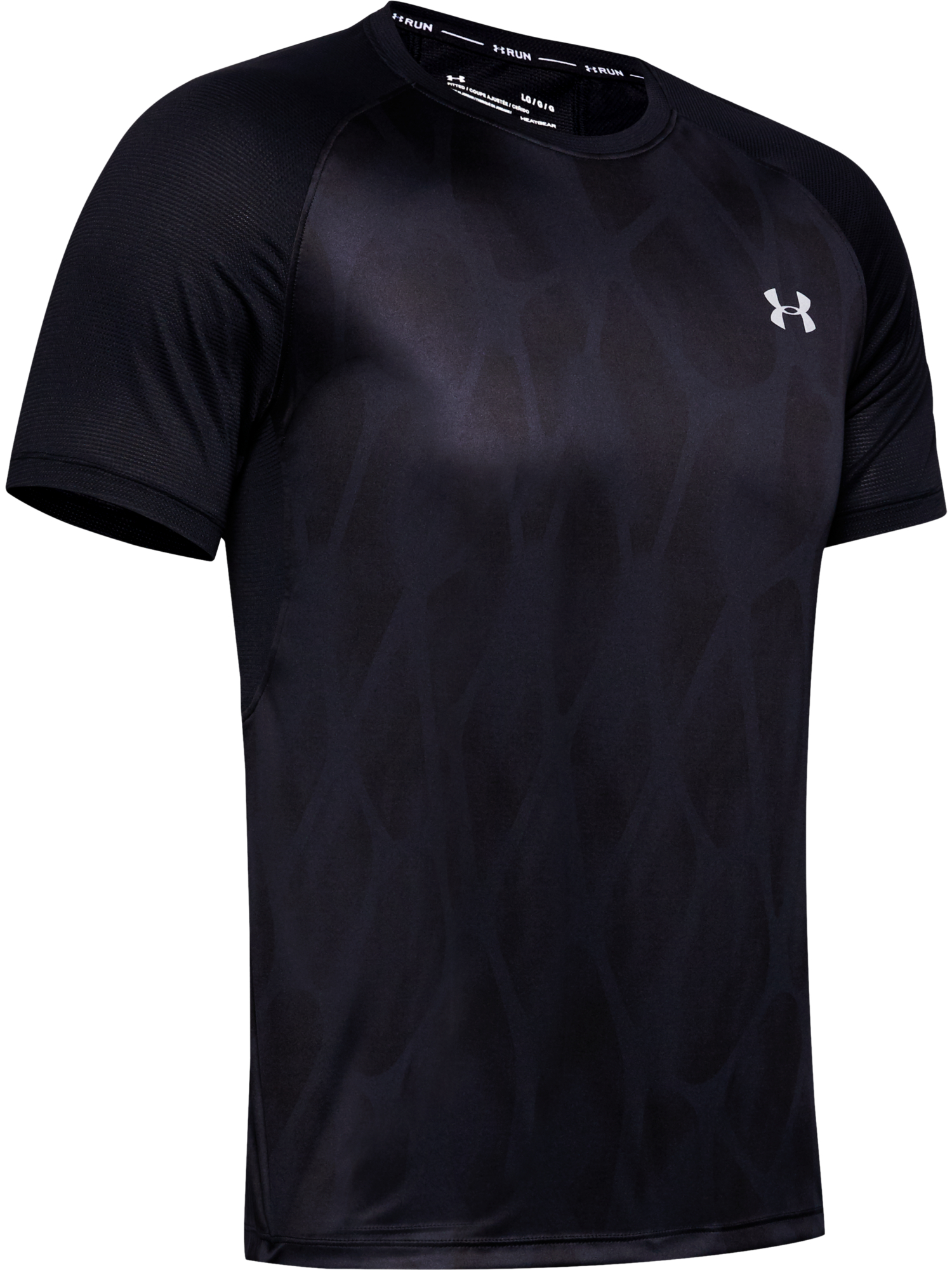 Erkek UA Qualifier Iso-Chill Printed Run Kısa Kollu Siyah