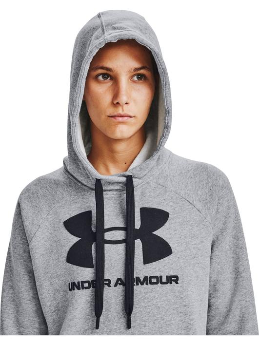 Gri Kadın UA Rival Fleece Logo Kapüşonlu Üst