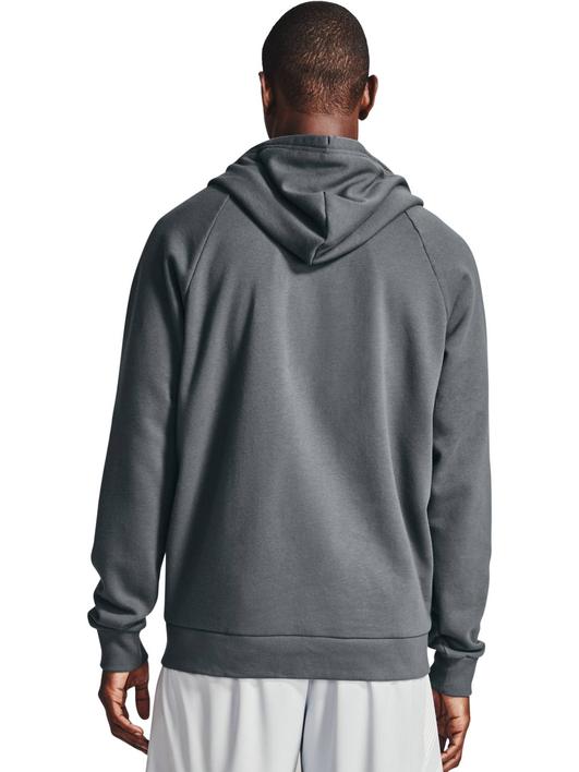 Gri Erkek UA Rival Cotton Tam Boy Fermuarlı Kapüşonlu Üst