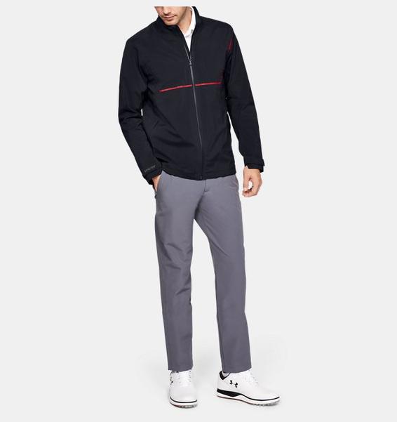 Siyah Erkek UA Storm GORE-TEX® Paclite® Tam Boy Fermuarlı Ceket