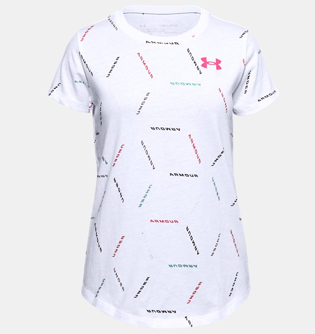 Kız Çocuk UA Twitch Multi Print Kısa Kollu Beyaz