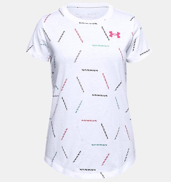 Beyaz Kız Çocuk UA Twitch Multi Print Kısa Kollu
