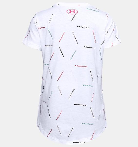 Beyaz Kız Çocuk UA Twitch Multi Print Kısa Kollu