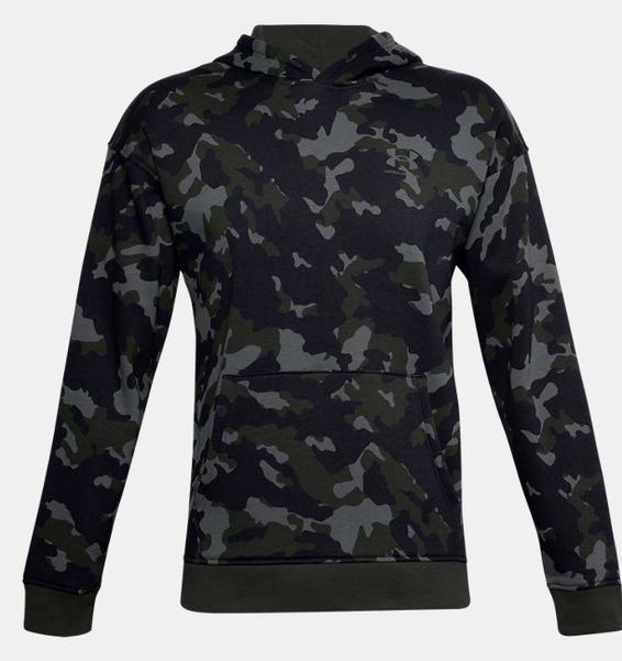 Yeşil Erkek UA Rival Fleece Camo Kapüşonlu Üst