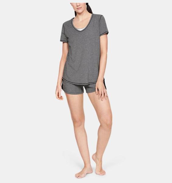 Siyah Kadın UA Recover Sleepwear Kısa Kollu