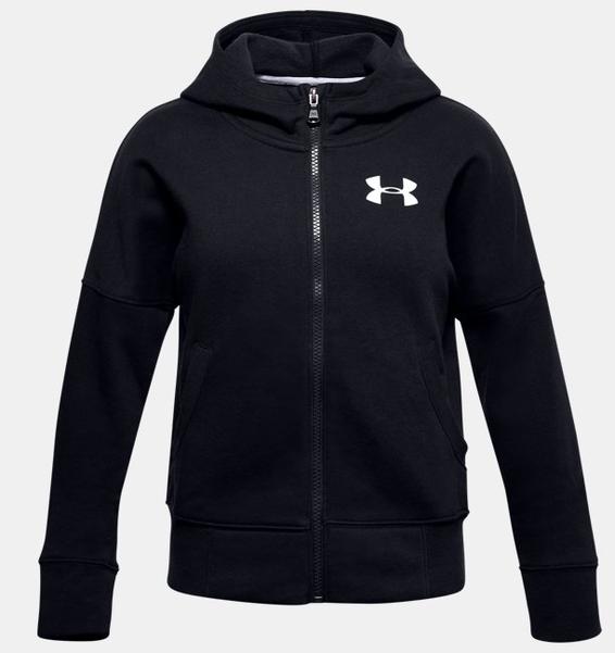 Siyah Kız Çocuk UA Rival Tam Boy Fermuarlı