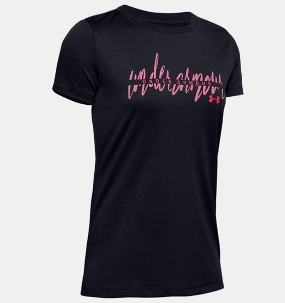 Siyah Kadın UA Tech™ Branded Fit Kit Kısa Kollu Crew