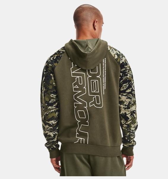 Yeşil Erkek UA Rival Fleece Camo Script Tam Boy Fermuarlı