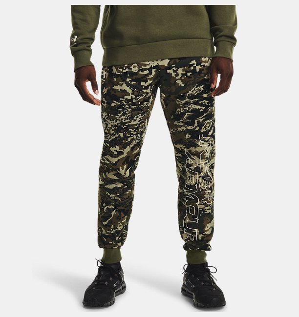 Erkek UA Rival Fleece Camo Script Eşofman altı Yeşil