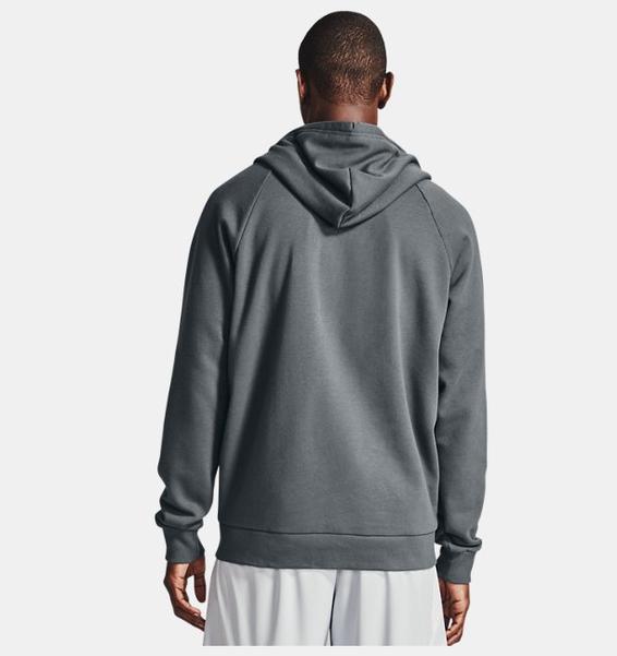 Gri Erkek UA Rival Cotton Tam Boy Fermuarlı Kapüşonlu Üst