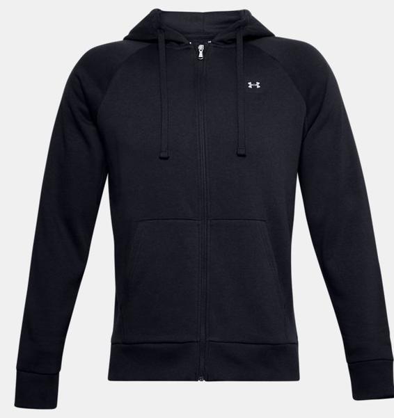 Siyah Erkek UA Rival Fleece Tam Boy Fermuarlı Kapüşonlu Üst