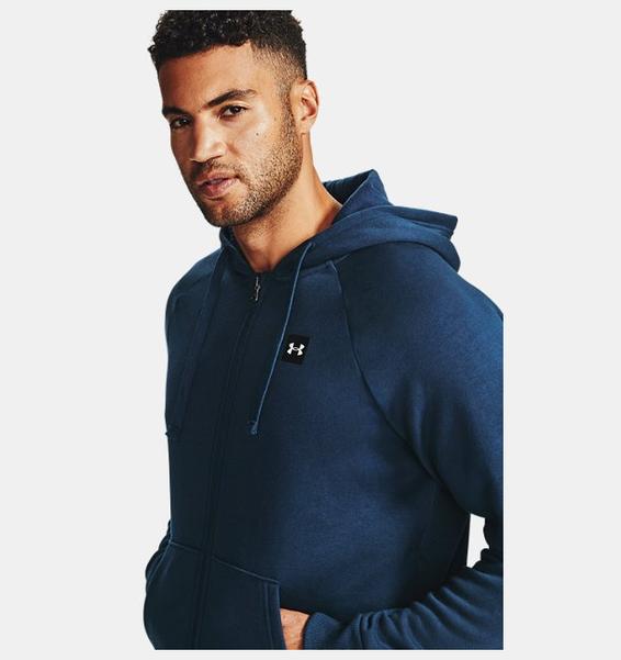 Lacivert Erkek UA Rival Fleece Tam Boy Fermuarlı Kapüşonlu Üst