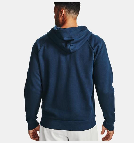 Lacivert Erkek UA Rival Fleece Tam Boy Fermuarlı Kapüşonlu Üst