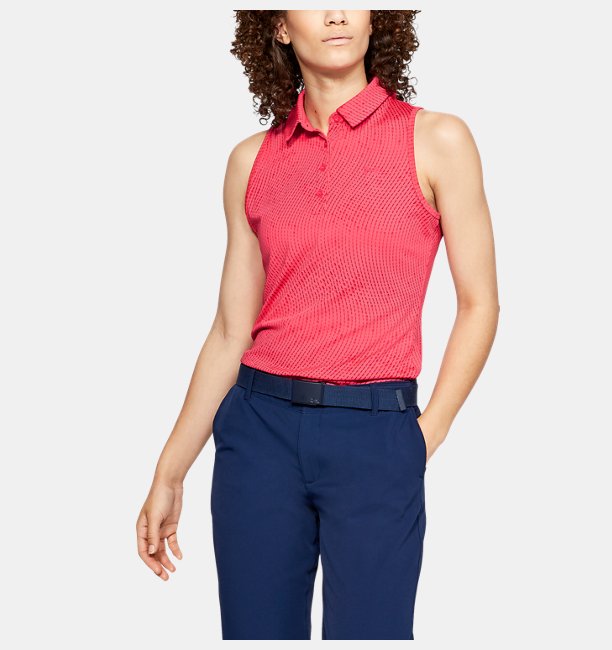 Kadın UA Zinger Kolsuz Novelty Polo Pembe