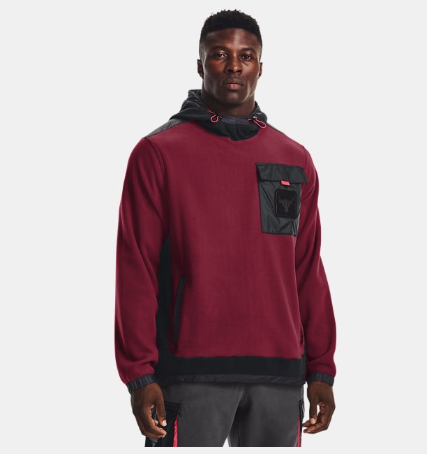 Erkek Project Rock Microfleece Kapüşonlu Üst Kırmızı