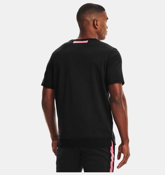 Siyah Erkek UA Rival Terry AMP Kısa Kollu Bisiklet Yaka