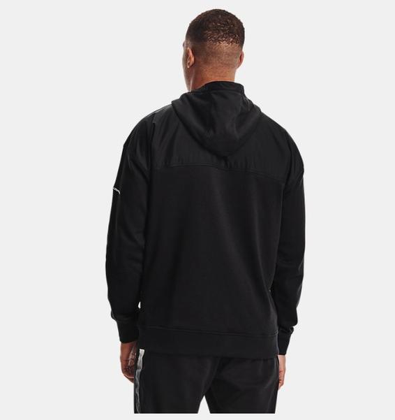 Siyah Erkek UA Rival Terry AMP Tam Boy Fermuarlı Kapüşonlu Üst
