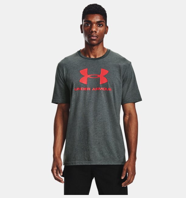 Erkek UA Sportstyle Logo Kısa Kollu Gri