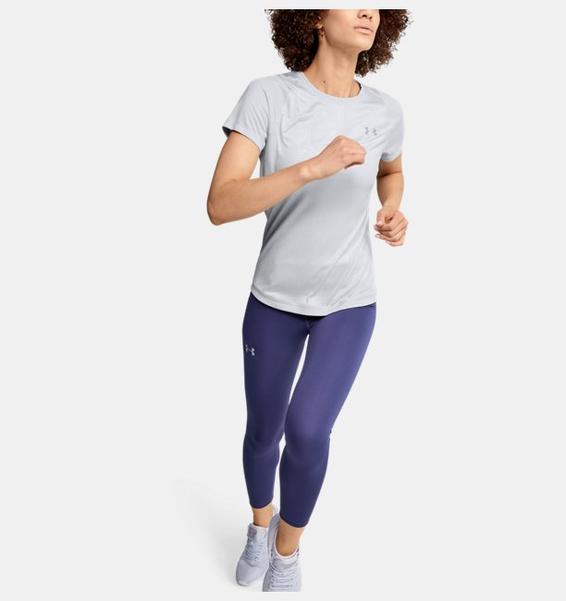 Gri Kadın UA Qualifier Iso-Chill Embossed Kısa Kollu