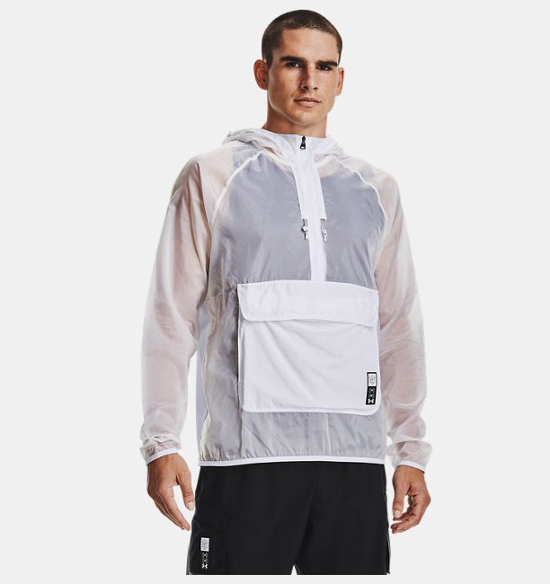 Erkek UA Run Anywhere Anorak Mont Beyaz
