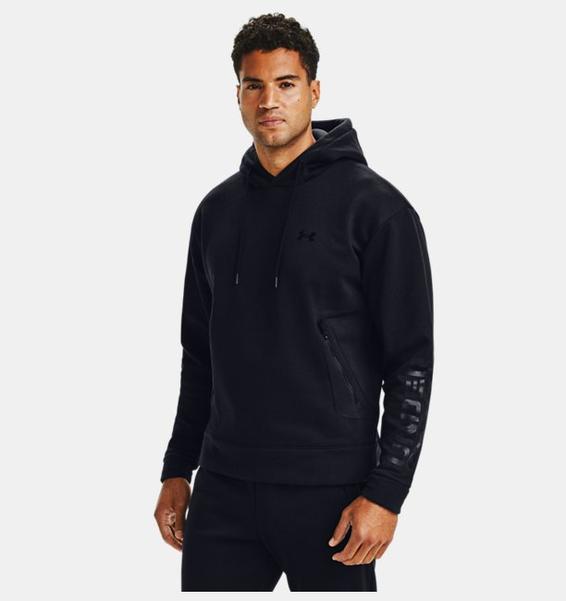 Siyah Erkek UA RECOVER™ Fleece Kapüşonlu Üst