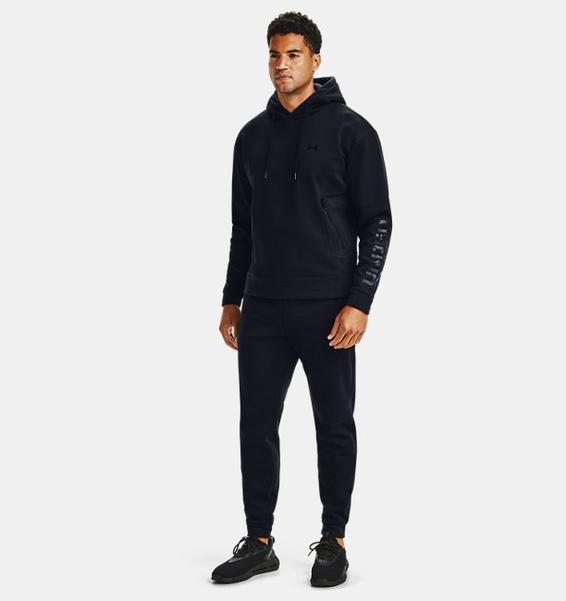 Siyah Erkek UA RECOVER™ Fleece Kapüşonlu Üst