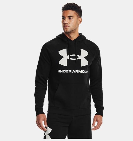Siyah Erkek UA Rival Fleece Big Logo Kapüşonlu Üst