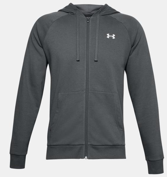 Gri Erkek UA Rival Cotton Tam Boy Fermuarlı Kapüşonlu Üst