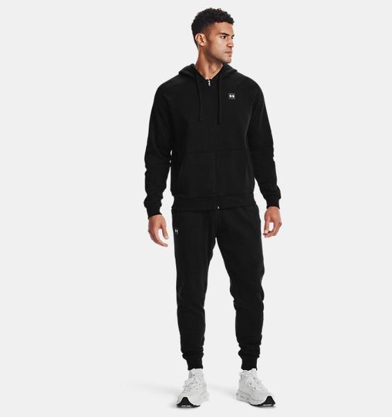 Siyah Erkek UA Rival Fleece Tam Boy Fermuarlı Kapüşonlu Üst