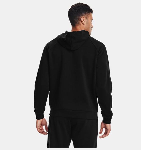 Siyah Erkek UA Rival Fleece Tam Boy Fermuarlı Kapüşonlu Üst