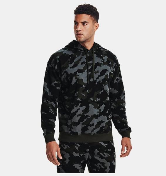 Yeşil Erkek UA Rival Fleece Camo Kapüşonlu Üst