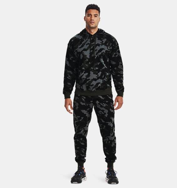 Yeşil Erkek UA Rival Fleece Camo Kapüşonlu Üst