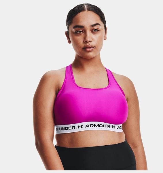 Pembe Kadın Armour® Mid Çapraz Sırtlı Spor Sütyeni