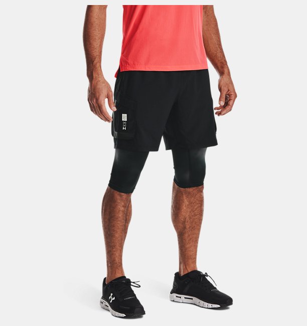 Erkek UA Run Anywhere 2'si 1 Arada Şort Siyah