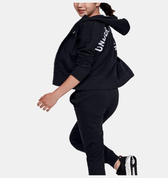 Siyah Kız Çocuk UA Rival Tam Boy Fermuarlı