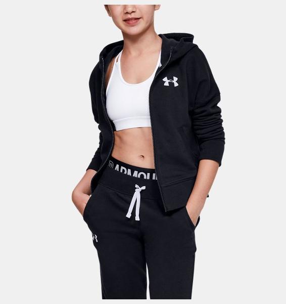 Siyah Kız Çocuk UA Rival Tam Boy Fermuarlı