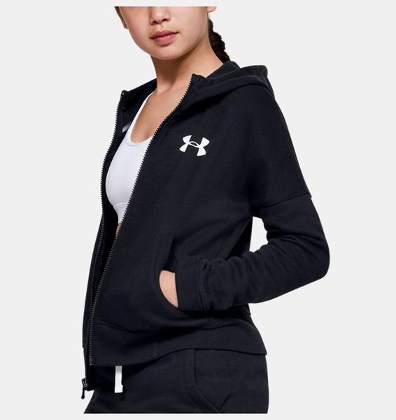 Siyah Kız Çocuk UA Rival Tam Boy Fermuarlı