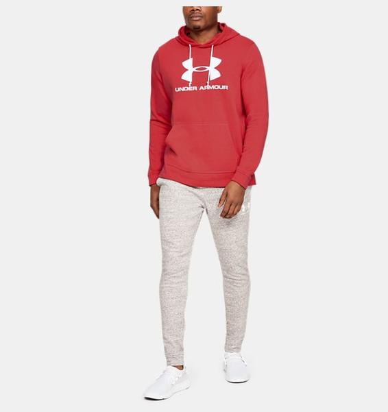 Kırmızı Erkek UA Sportstyle Terry Logolu Kapüşonlu Üst