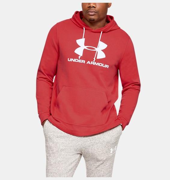 Kırmızı Erkek UA Sportstyle Terry Logolu Kapüşonlu Üst