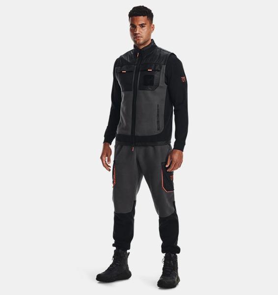 Gri Erkek Project Rock Microfleece Tam Boy Fermuarlı Yelek