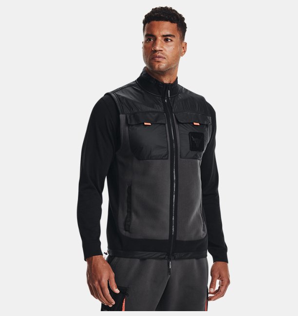 Erkek Project Rock Microfleece Tam Boy Fermuarlı Yelek Gri