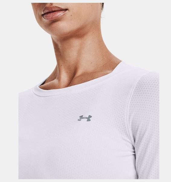 Beyaz Kadın HeatGear® Armour Uzun Kollu