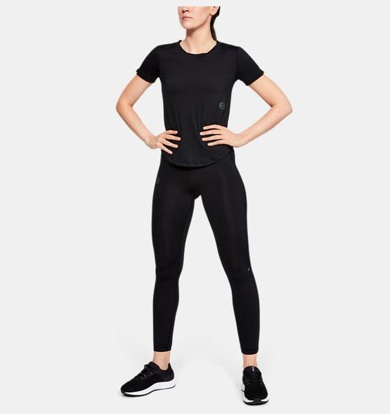 Siyah Kadın UA RUSH™ Run HeatGear® Kısa Kollu