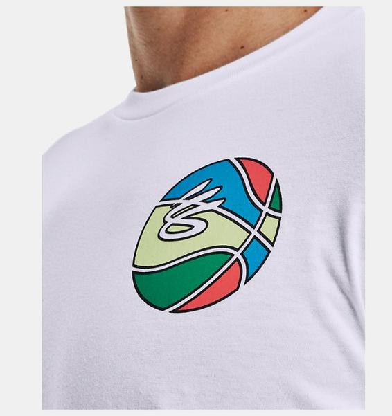 Beyaz Erkek Curry Basketball Tişört