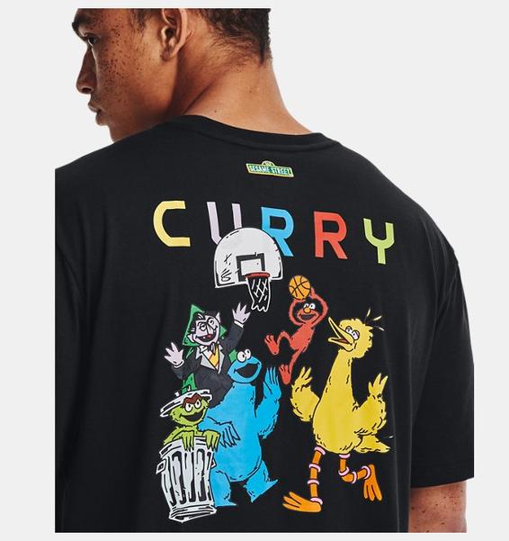 Siyah Erkek Curry Sesame Street Graphic Tişört