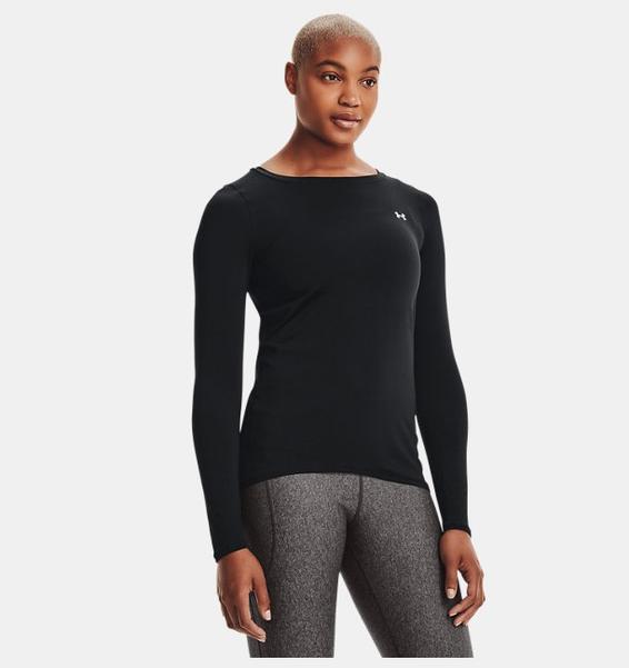 Siyah Kadın HeatGear® Armour Uzun Kollu