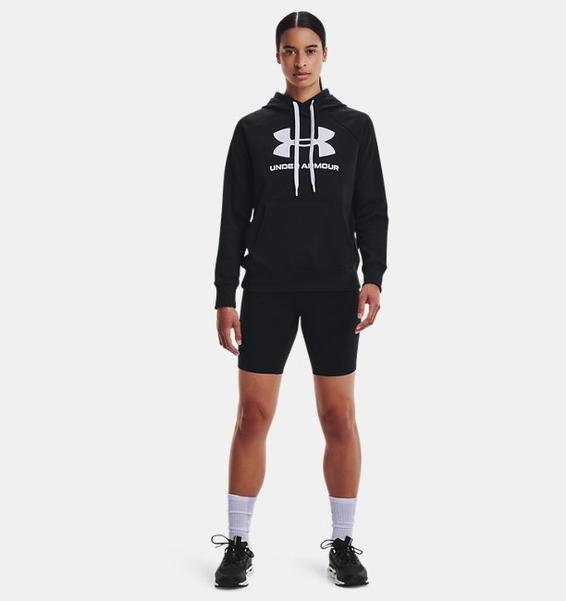 Siyah Kadın UA Rival Fleece Logo Kapüşonlu Üst